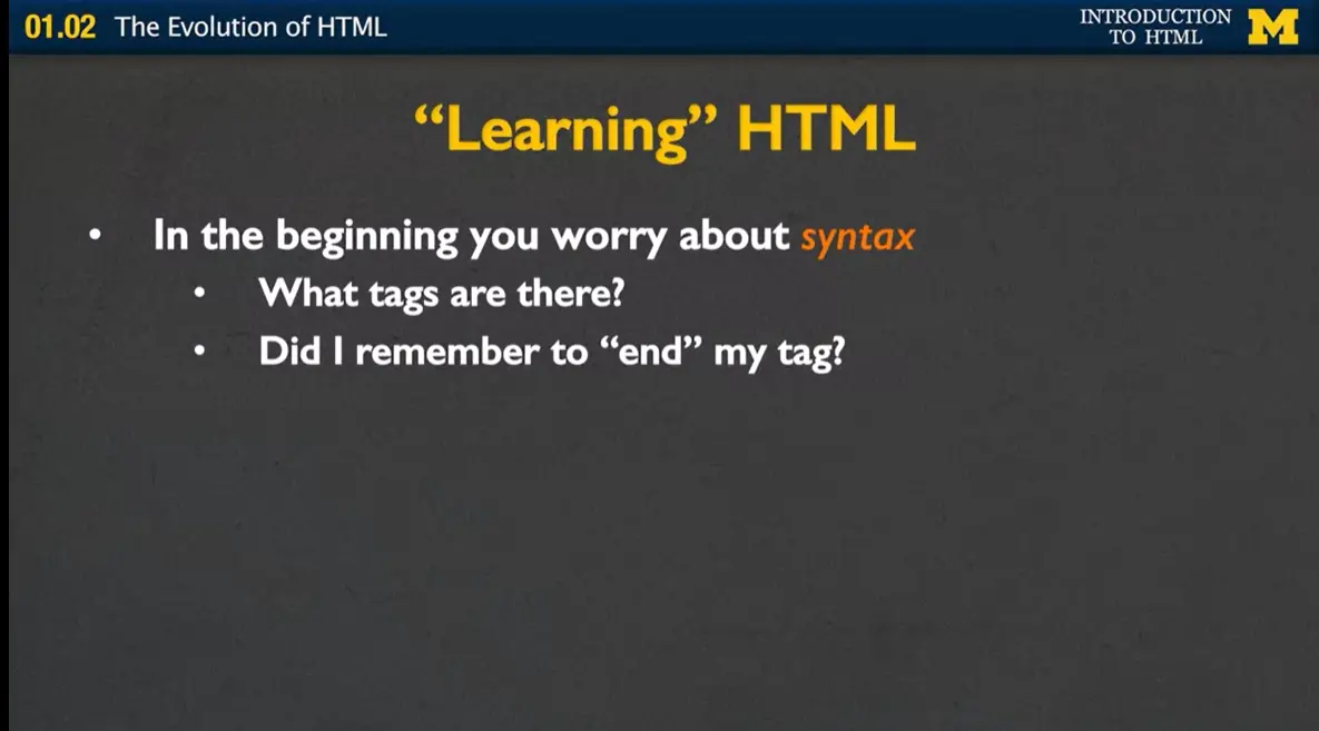 'Learning' HTML.