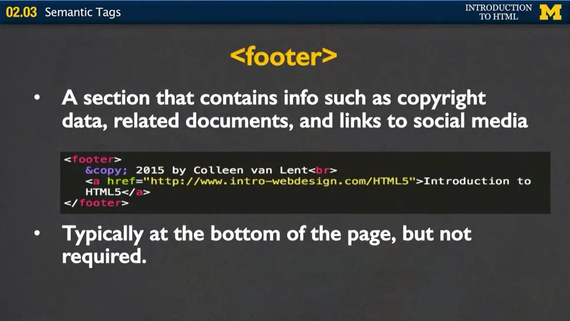 Example, footer tag.