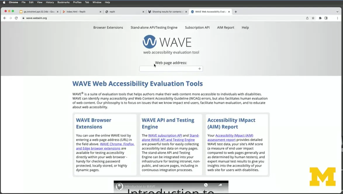 Test, WAVE Accessibility.