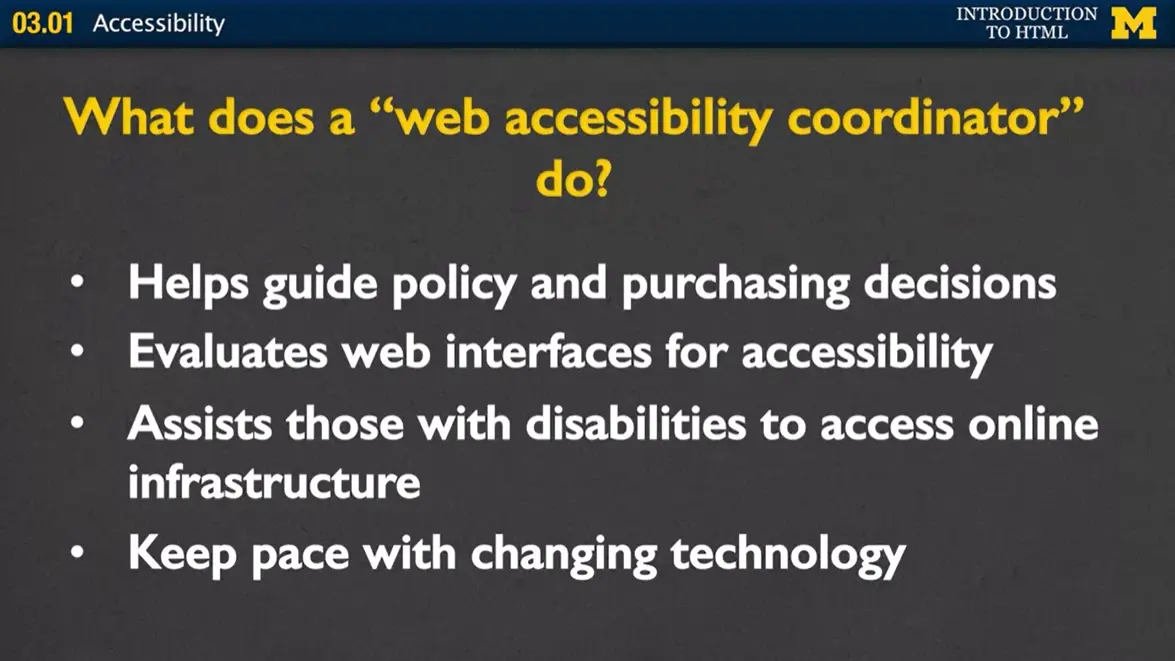 What does a 'Web Accessibility Coordinator' do?