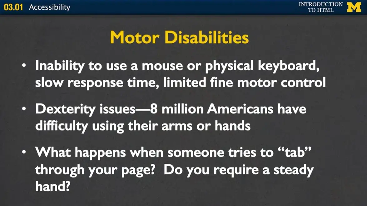 Motor Disabilities.