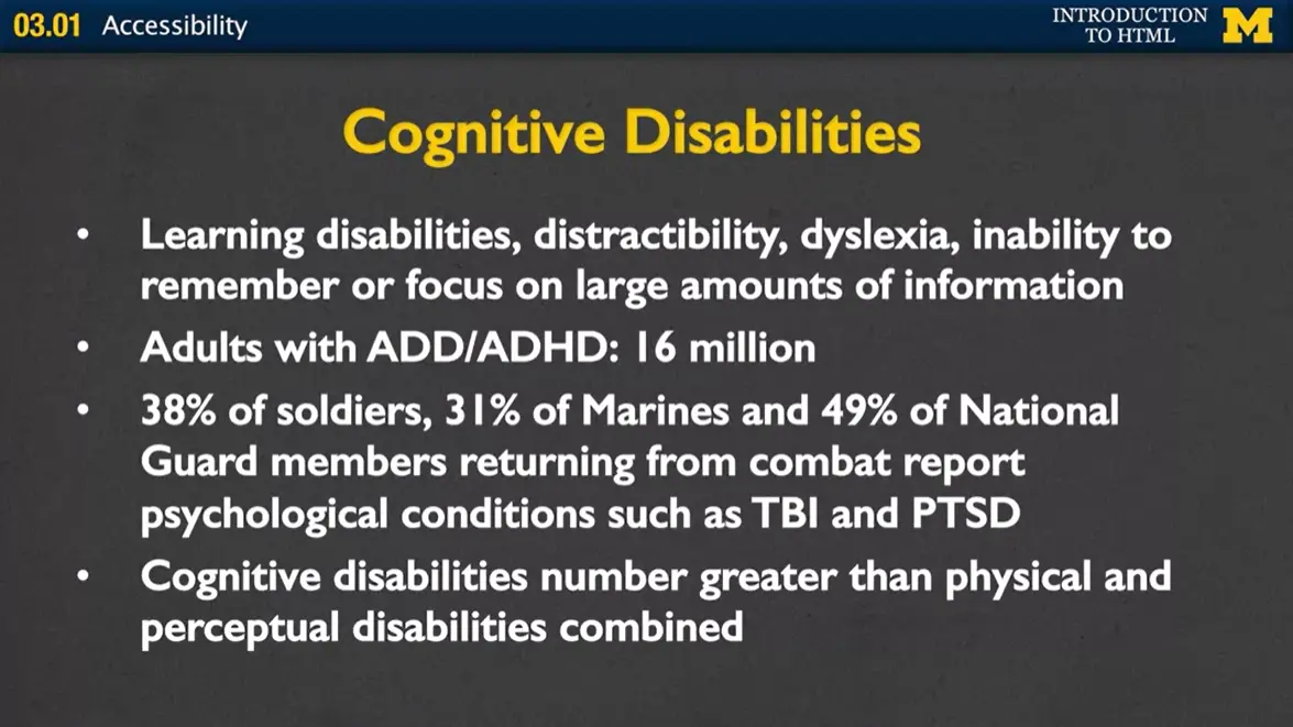 Cognitive Disabilities.