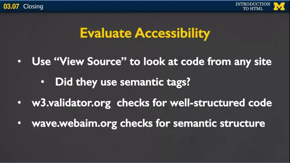 Evaluate Accessibility.